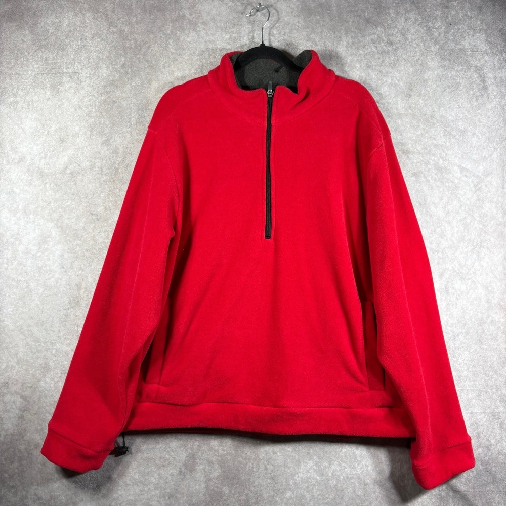 Eddie Bauer Half Zip‎ Sweater Mens Size XL Red Fleece Pullover Outdoors Dadcore